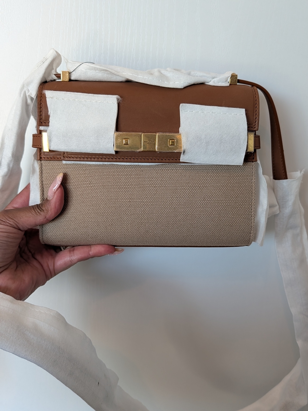 Saint Laurent Desert Dust & Brick Mini Crossbody Bag - Picture 2 of 5